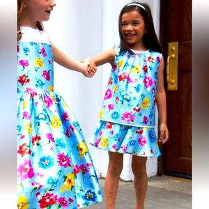 OSCAR DE LA RENTA Girls Silk & Cotton Floral Dress NWT